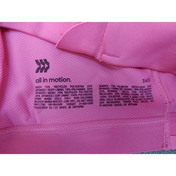 Women's High Support Zip-Front Mesh Crossback Bra - All in Motion Neon Pink 36D - Picture 4 of 6